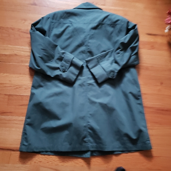 Towne From London Fog Women’s Trench Coat 10 Petite Green Zip-out Lining Vintage - Picture 8 of 11